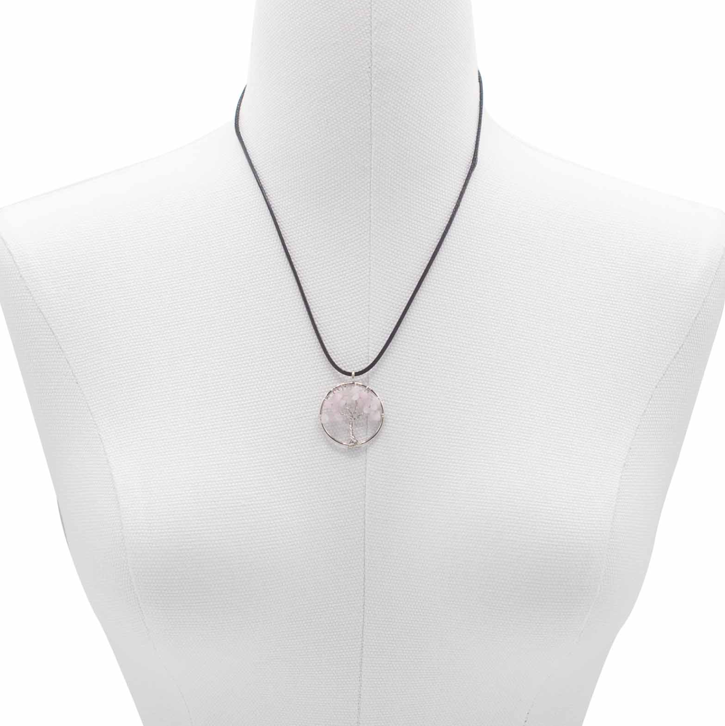 Pendentif Arbre de Vie Quartz Rose
