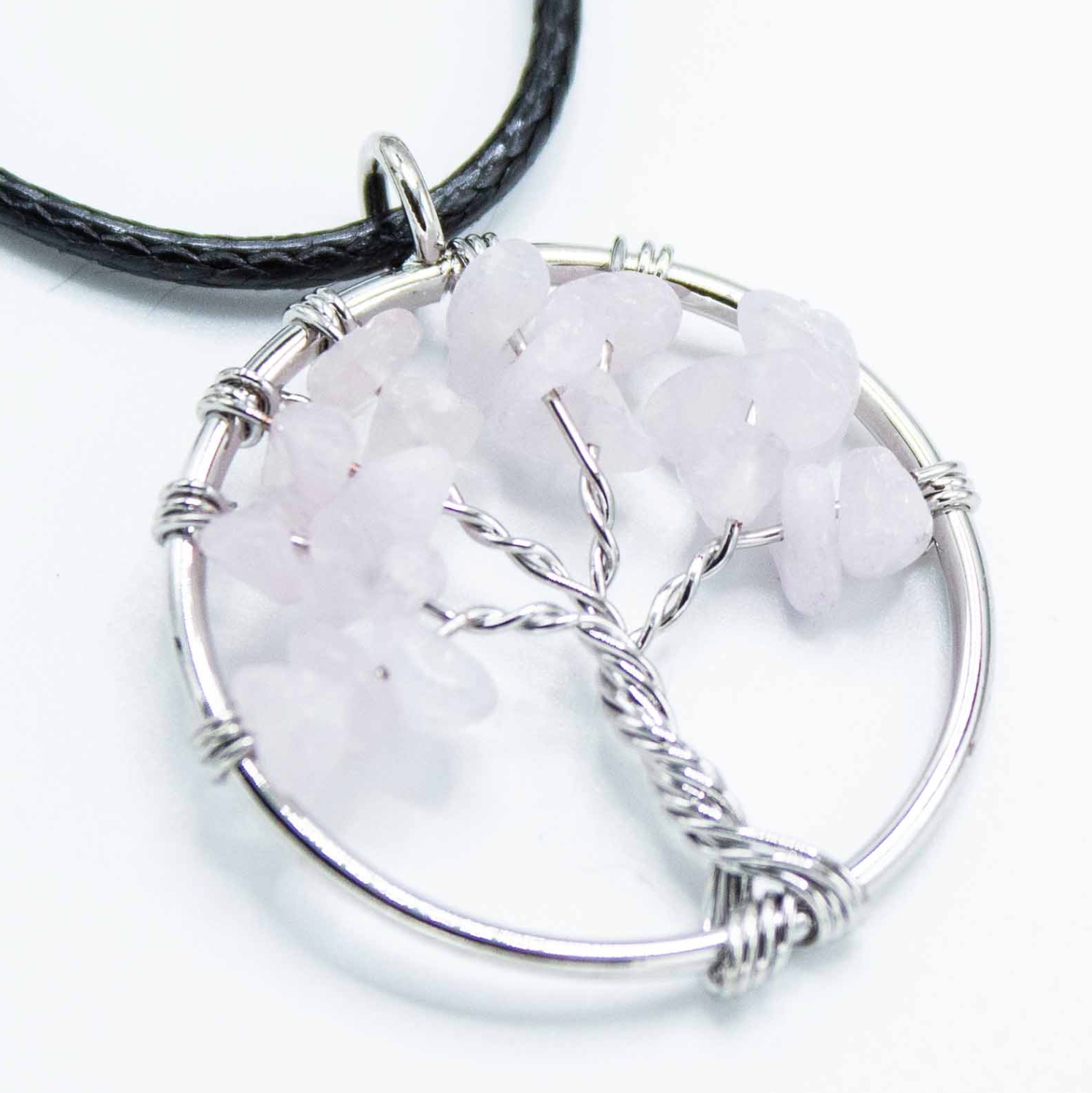 Pendentif Arbre de Vie Quartz Rose
