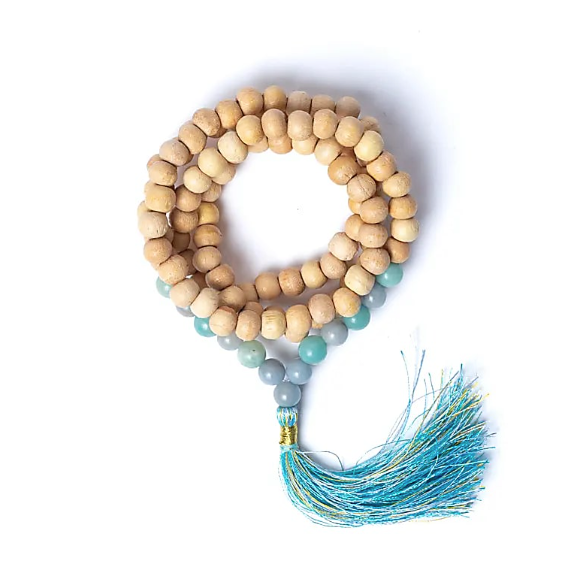 Mala Tulsi Angelite and Amazonite