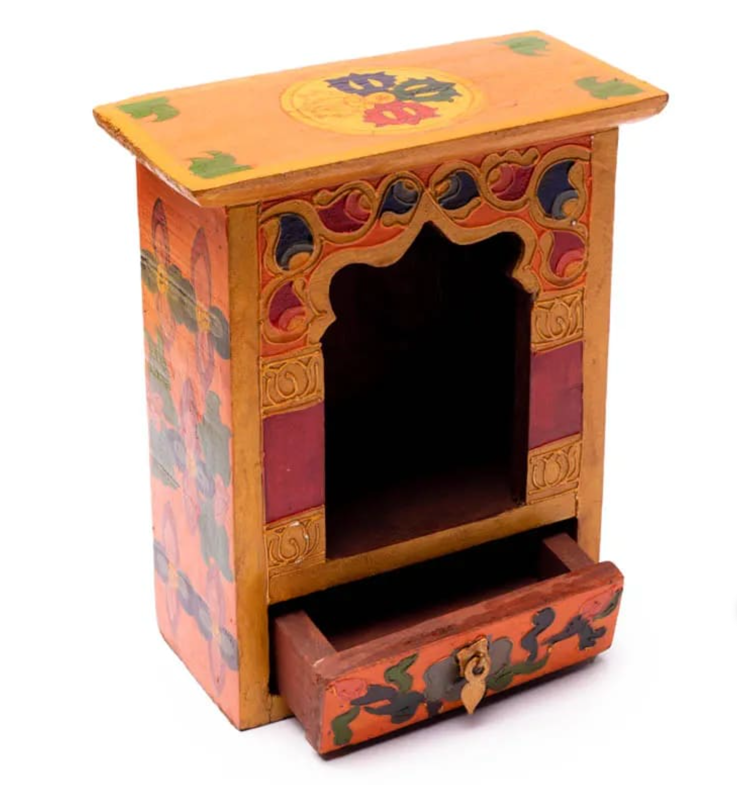 Handbemalter buddhistischer Altar mit Schublade