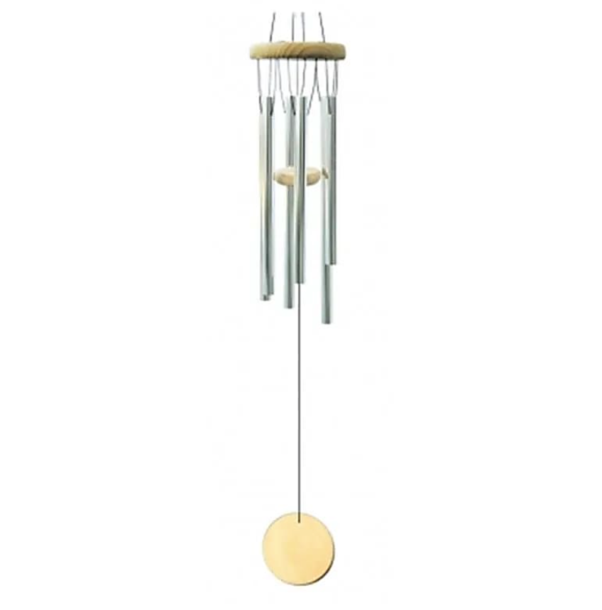 Campanilla de viento de disco con 5 tubos de madera - Mundo Tibet