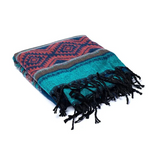 Tibetischer Meditationsschal, Azur, Boho-Stil - Tibetwelt