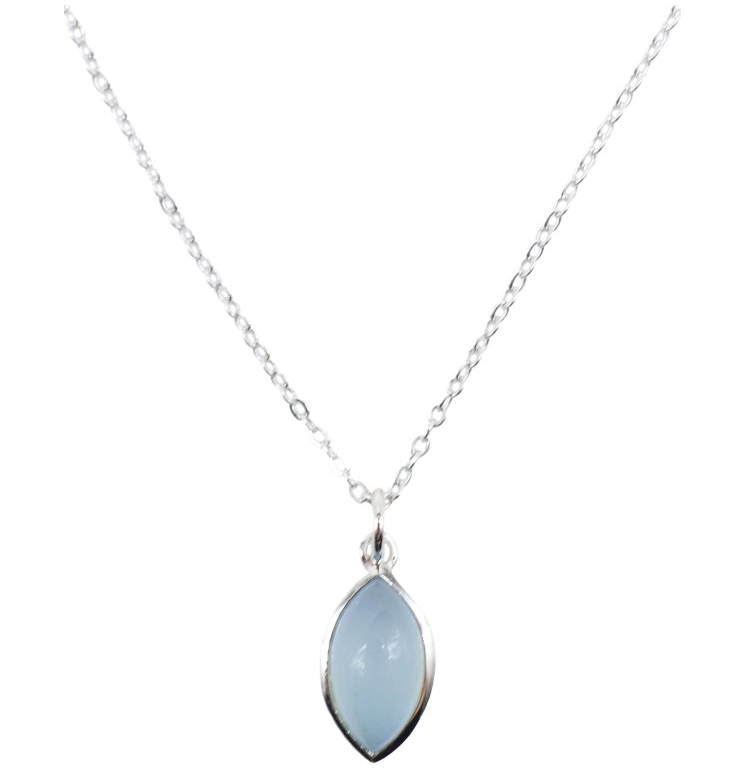 Collier Larme d'Azur - Aigue Marine & Argent 925 - univers tibet