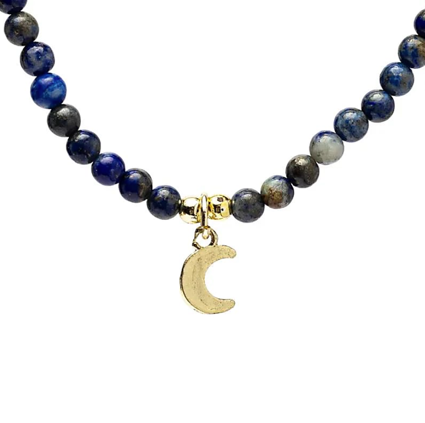 Collar de lapislazuli con colgante de luna – Sabiduría, intuición y protección - Mundo Tibet