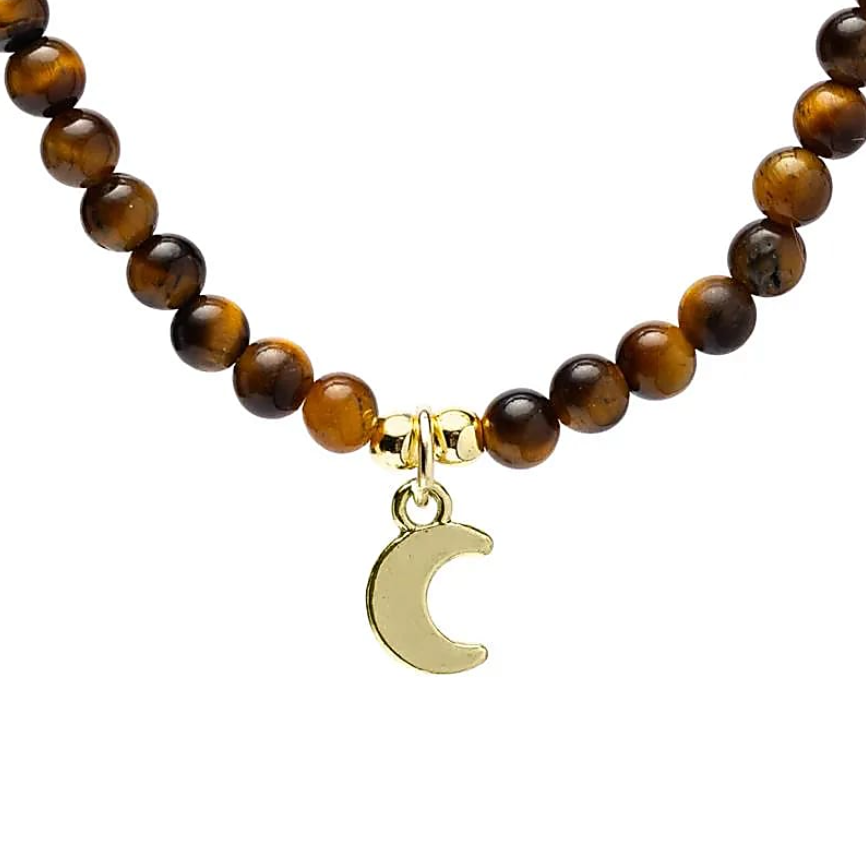 Collar de ojo de tigre y colgante lunar – Protección, intuición y armonía - Mundo Tibet