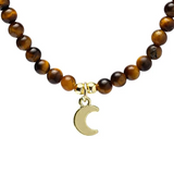 Collier Œil de Tigre et Pendentif Lune – Protection, Intuition et Harmonie - univers tibet