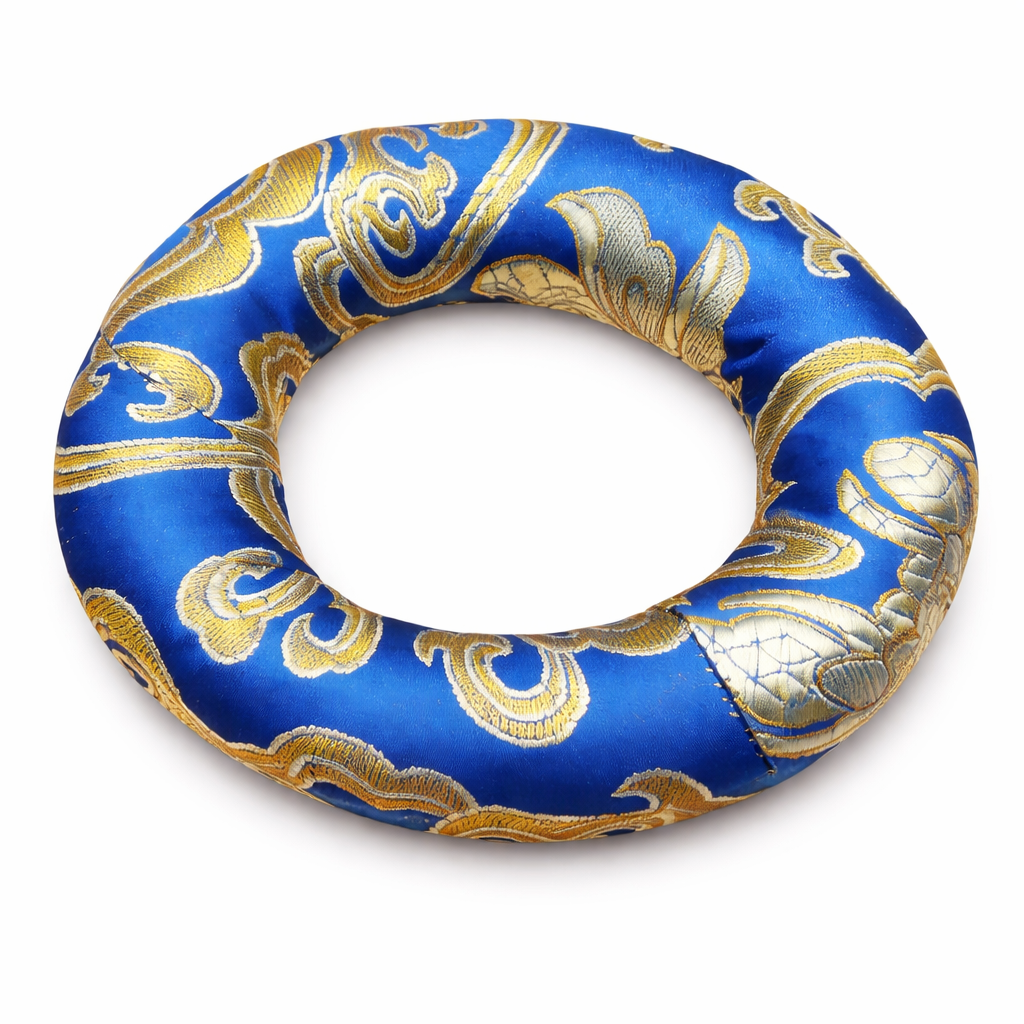 Coussin Cercle pour Bol Chantant – Bleu & Doré - 100 mm - univers tibet