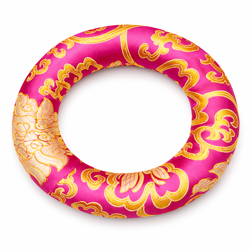 Coussin Cercle pour Bol Chantant – Fuschia & Doré - 160 mm - univers tibet