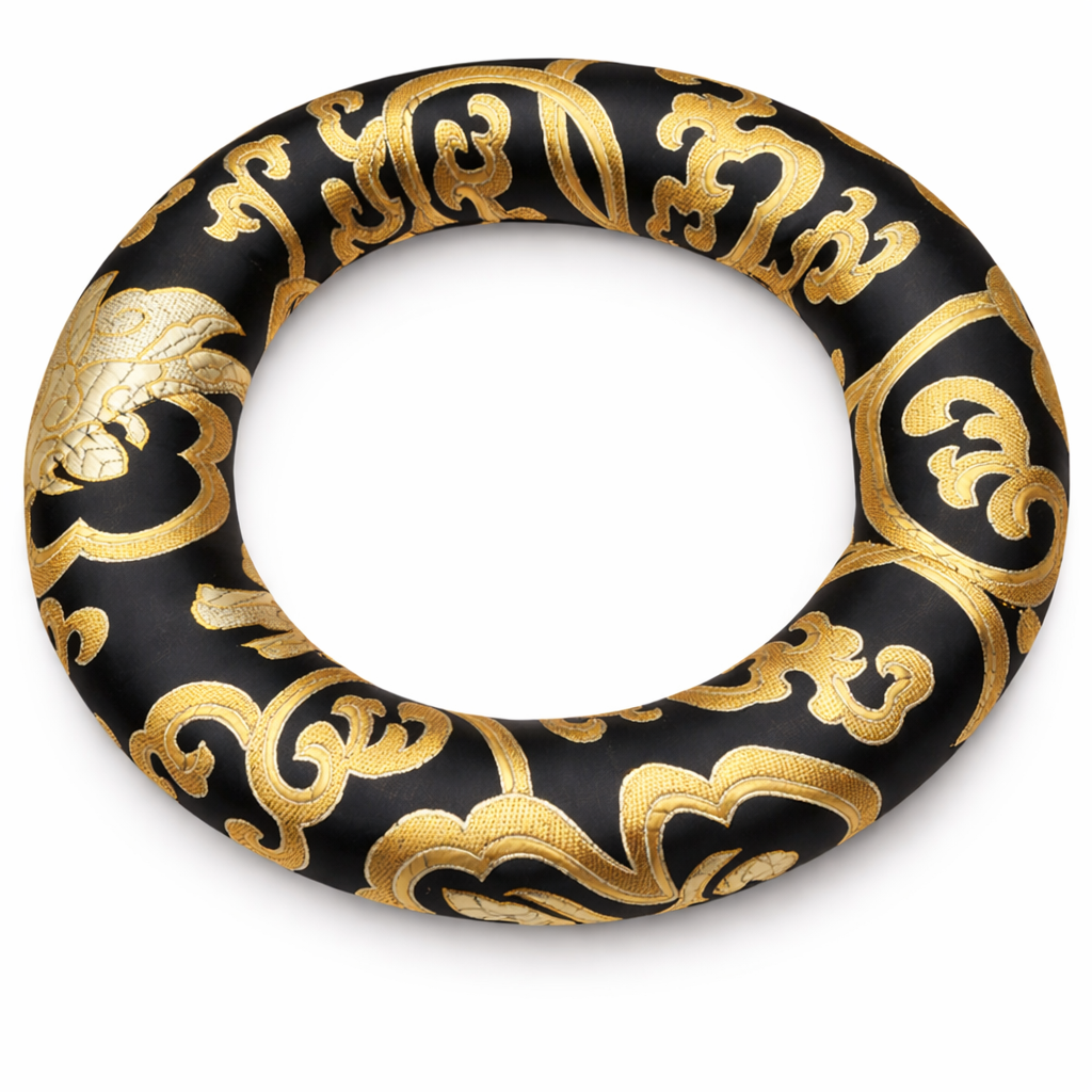 Coussin Cercle pour Bol Chantant – Noir & Doré - 160 mm - univers tibet