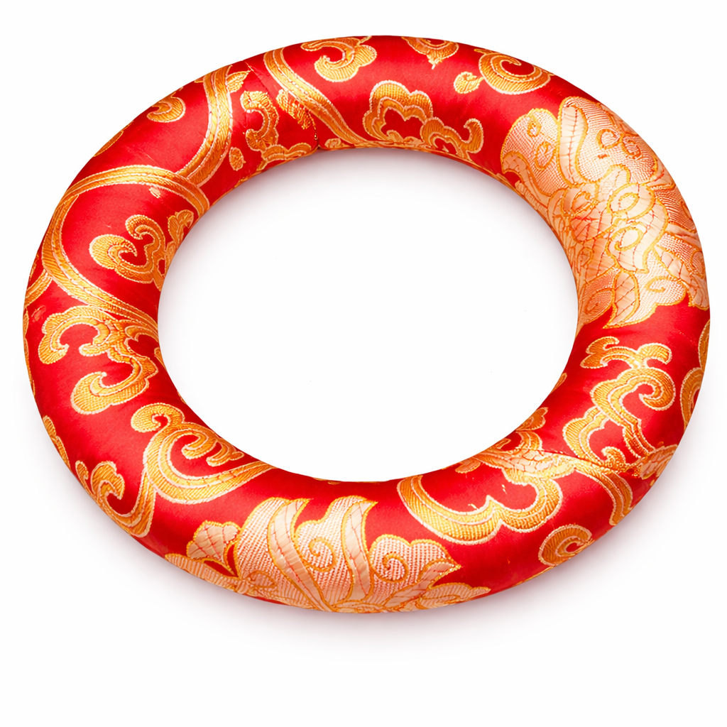 Coussin Cercle pour Bol Chantant – Rouge & Doré - 160 mm - univers tibet