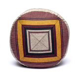 Coussin de méditation ocre et bordeaux à motifs géométriques - univers tibet