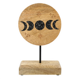 Décoration Cycle Lunaire en Bois de Manguier – Tourmaline Noire & Pyrite - univers tibet