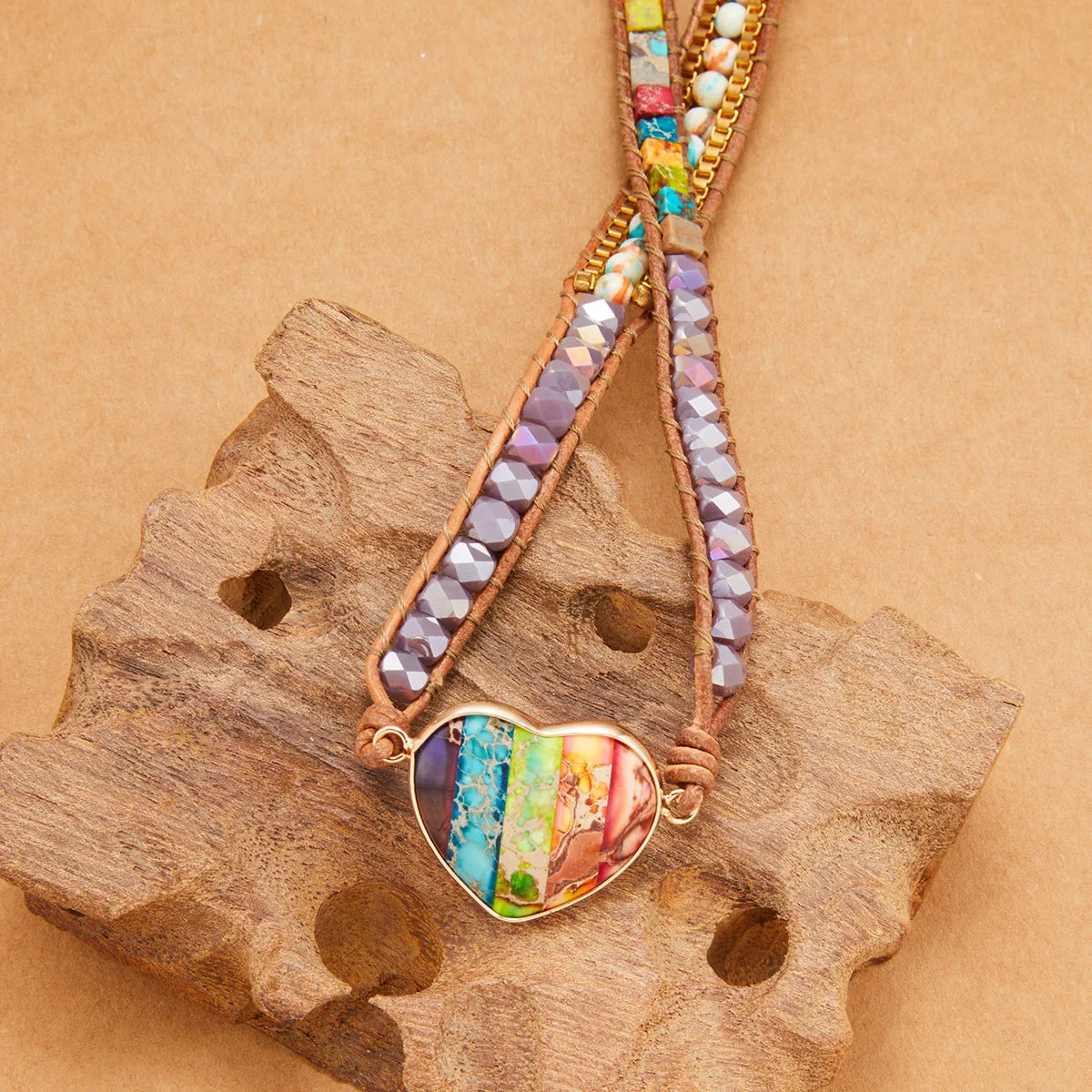 Bracelet Wrap 7 Chakras : Jaspe Impérial - Cristal - Agate