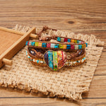 Bracelet Wrap 7 Chakras : Jaspe Impérial - Cristal - Agate