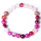Tibetan Rose Quartz Mala - Agate and Rhodochrosite