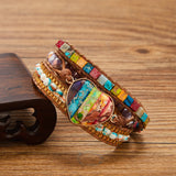 Bracelet Wrap 7 Chakras : Jaspe Impérial - Cristal - Agate