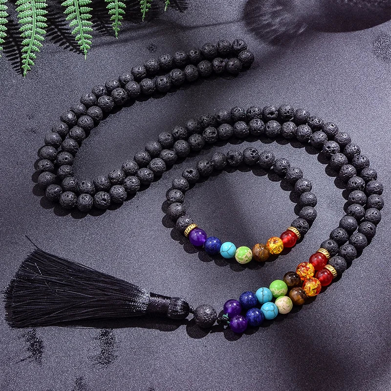 Mala Pierre de Lave - 7 Chakras