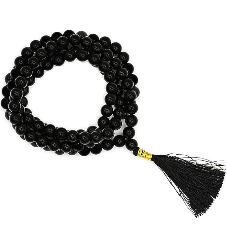 Mala 108 Perles en Tourmaline Noire Qualité AA - Univers Tibet