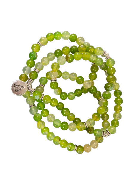 Mala Tibétain - Agate Verte Bouddha - Univers tibet