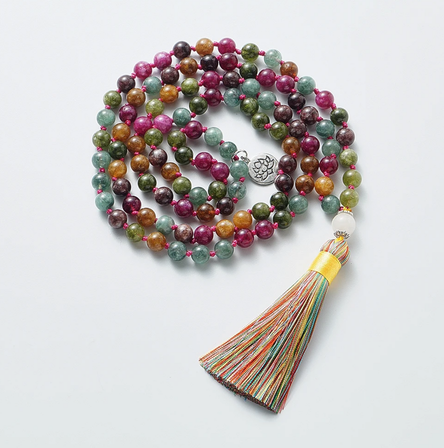 Tibetan Mala, Regenbogen, Innere Tourmaline - Tibetwelt