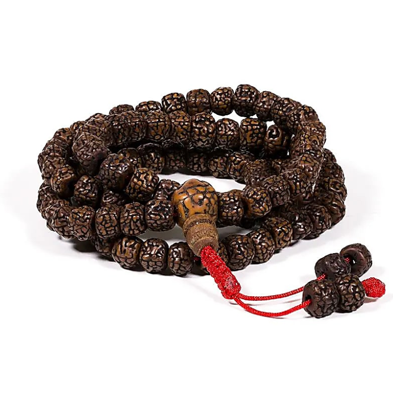 Tibetanischer Mala aus Rudraksha-Perlen, 108 Perlen - Tibetwelt