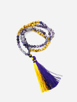 Mala Tibétain Elévation en Améthyste et Agate Dorée - Univers Tibet