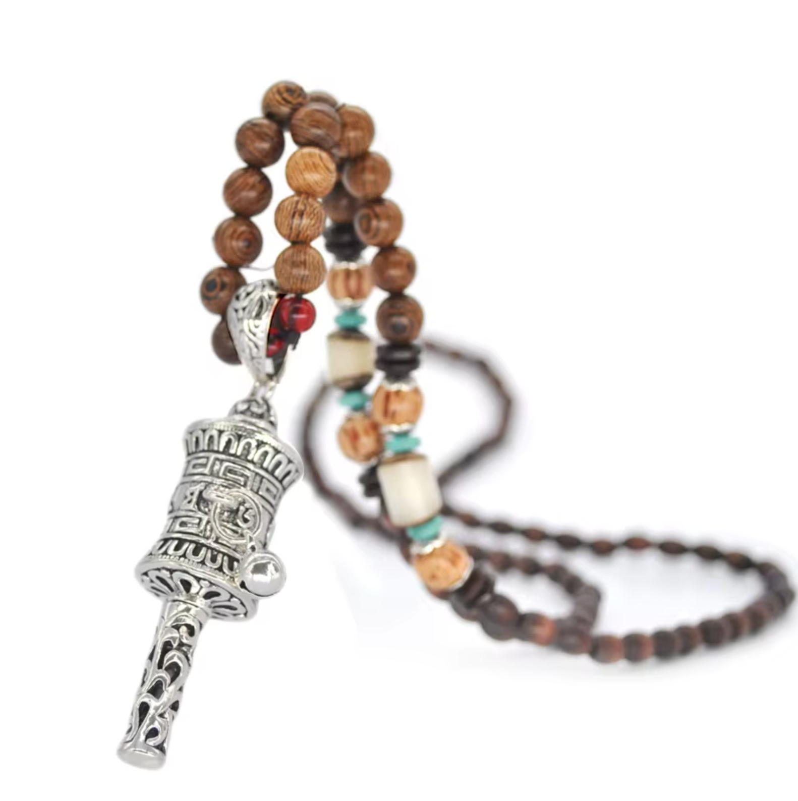 Mala Tibétain avec Pendentif Moulin à Prières - Univers TIbet