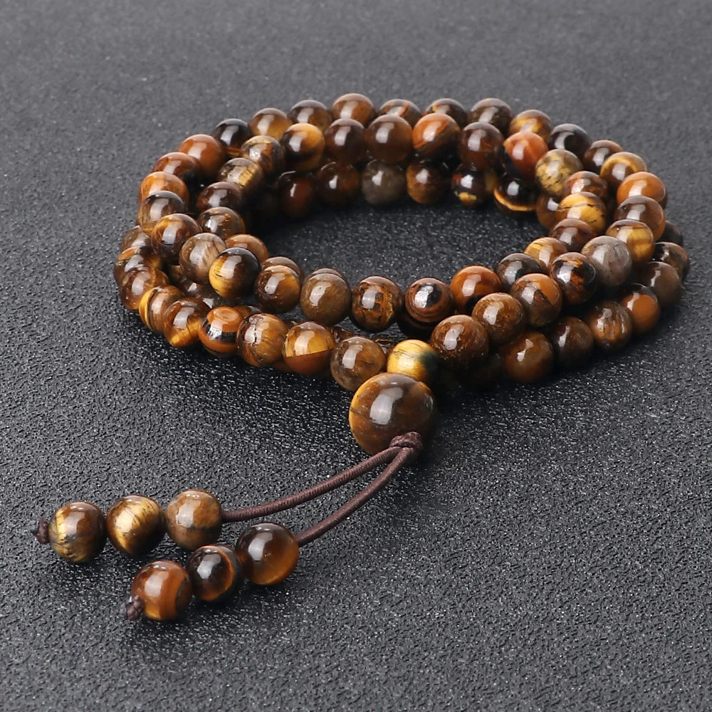 Mala tibétain 108 perles Oeil de tigre - Univers tibet
