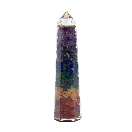 Obélisque Orgonite 7 Chakras en Pierres Naturelles - univers tibet