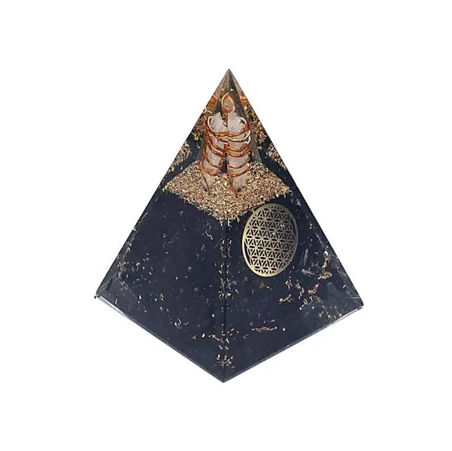 Orgonite Pyramid Sacred Shield – Black Tourmaline & Flower of Life - Tibetan Universe