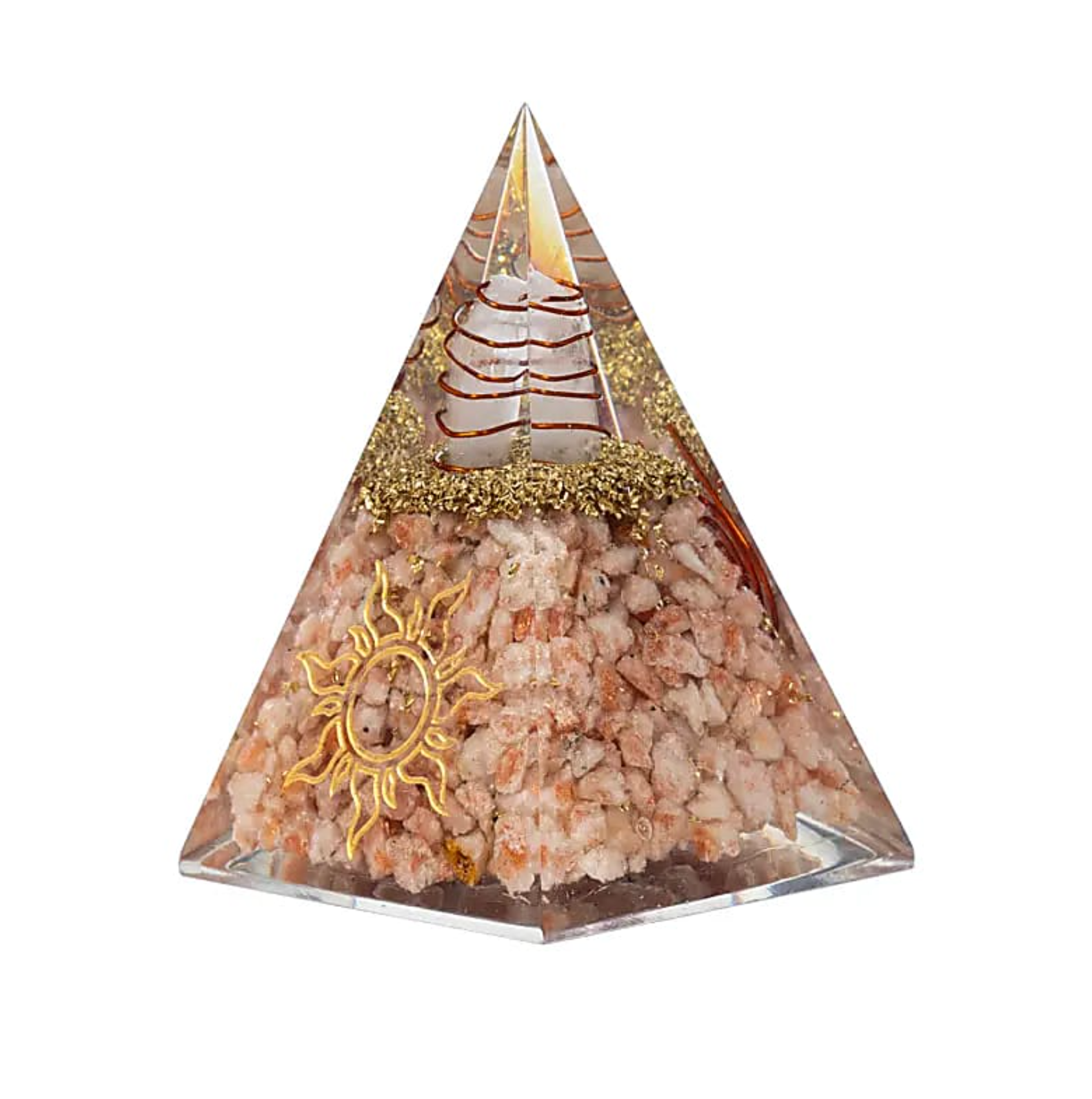 Orgonite Pyramid Solar Radiation in Sunstone & Sun Symbol - Tibetan Universe