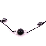 Pendentif Obsidienne, Perles de Verre et Hématite - Protection