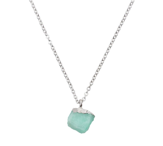 Colgante de Corazón de Esmeralda, Esmeralda Cruda – Plata 925 – Mundo Tibet
