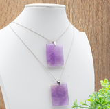 Pendentif Claris – Améthyste AA, Pierre Plate Rectangle - univers tibet