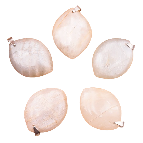 Anhänger Elyna – Beige Mondstein, flache, freie Form – Tibetwelt