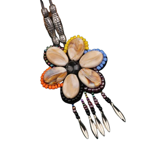 Pendentif Fleur de Coquillages Cauris Népalais - Univers Tibet