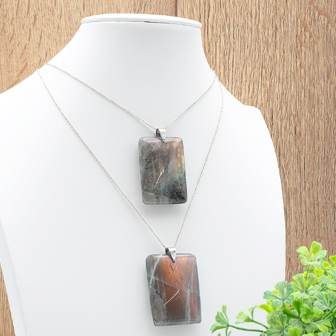 Iris Pendant – Violet Labradorite, AA+ Grade, Rectangular Cut - Tibetan Universe