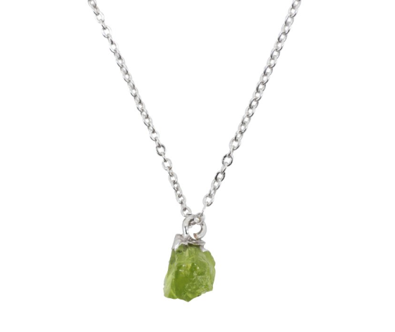 Anhänger Lichtquarz mit rohem Peridot – 925er Silber – Tibetwelt