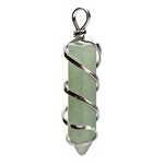 Pendentif Pointe en Aventurine Verte et Spirale Argentée - Univers tibet