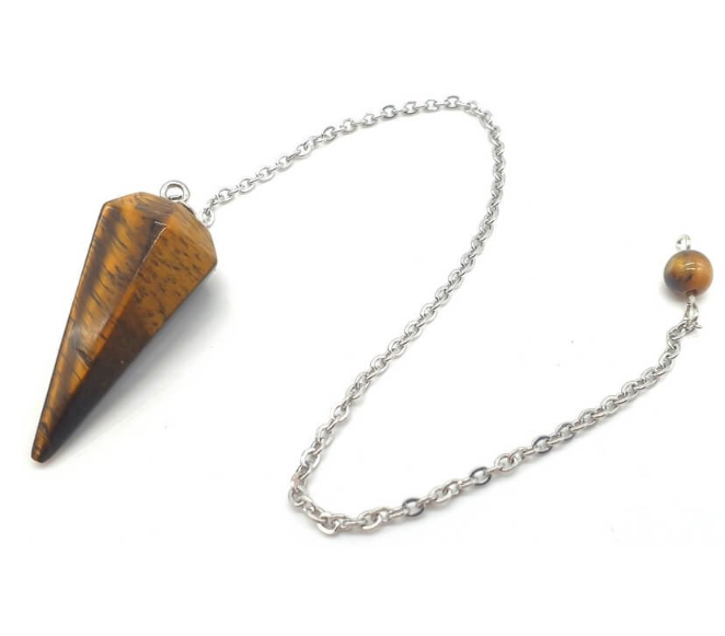 Natural Tiger Eye Pointed Pendulum | Protection & Confidence - Universe Tibet