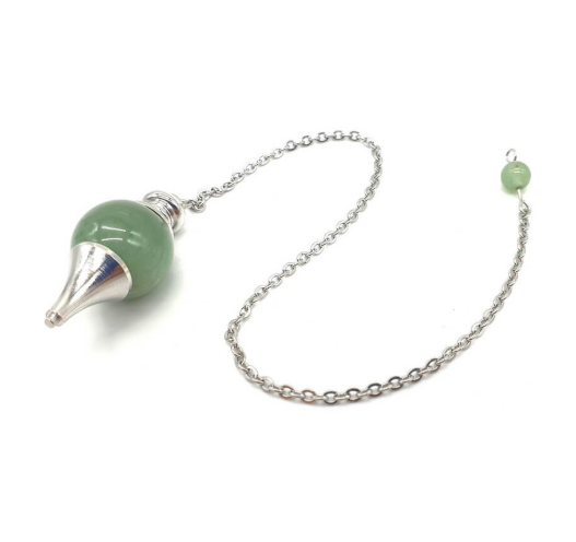 Pendule sphère en aventurine verte – Harmonie et ouverture du cœur - univers tibet