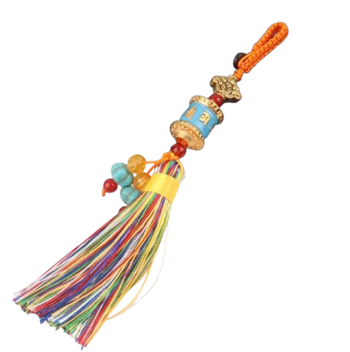 Porte-Clés Tibétain Roue de Prière et Mantra Vajra - Univers Tibet