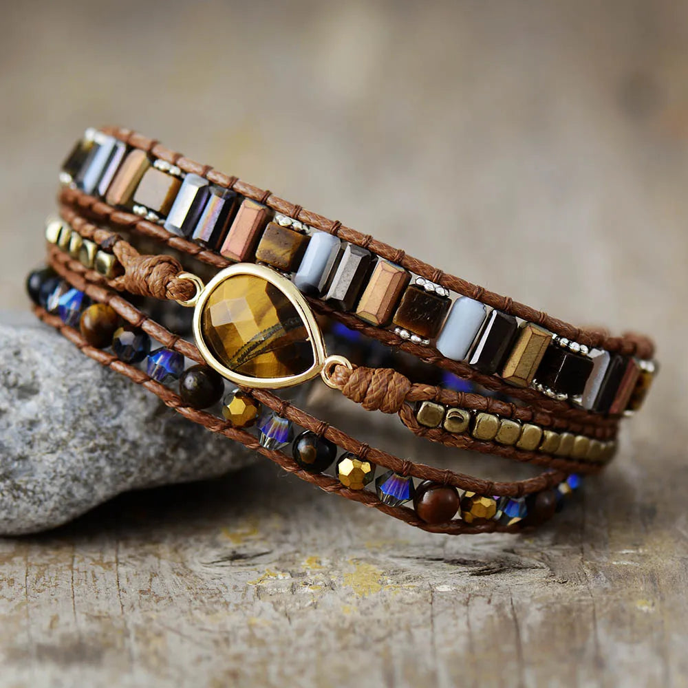 Bracelet Wrap - Perles de Cristal - Univers Tibet