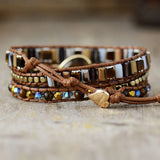 Bracelet Wrap - Oeil de tigre - Perles de Cristal