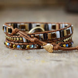 Bracelet Wrap - Oeil de tigre - Perles de Cristal