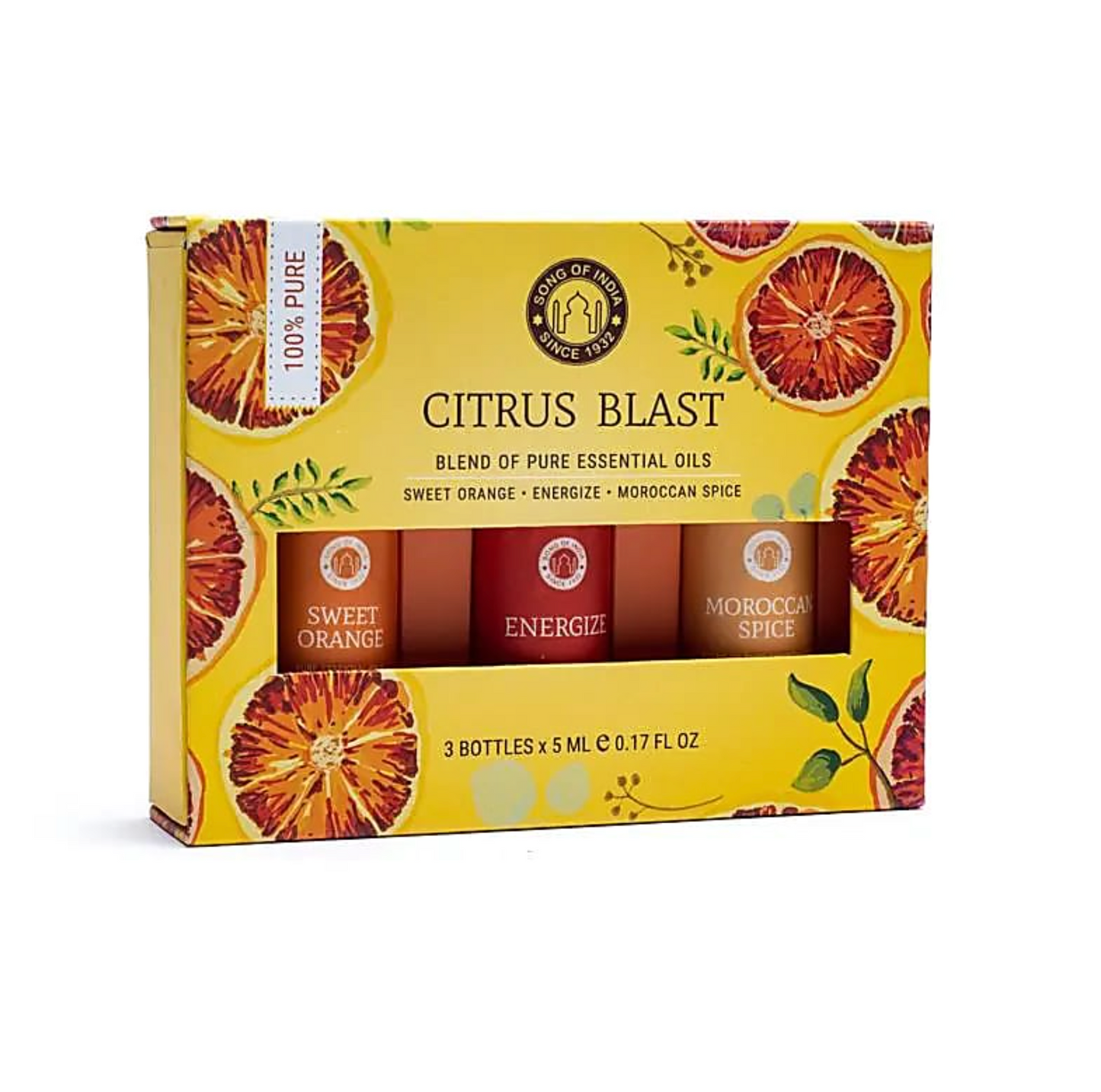 Set ätherischer Öle Citrus Blast – Song of India (Sanfter Orange, Energize, Marokkanischer Pfeffer) – Tibetwelt