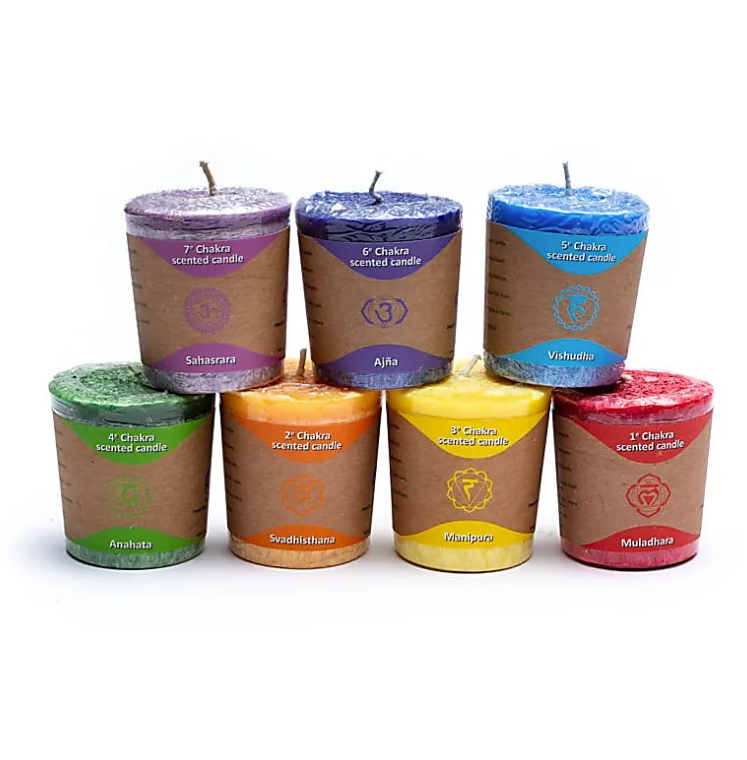 Set de 7 Bougies votives 7 Chakras  Univers Tibet