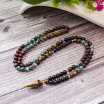 Mala Tibétain Oeil-de-Tigre et turquoise