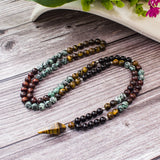 Mala Tibétain Oeil-de-Tigre et turquoise