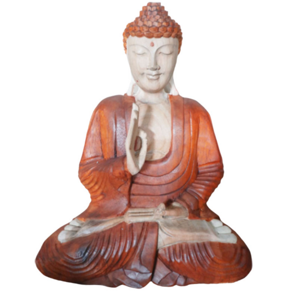 Statue Bouddha Vitarka Mudra en Bois de Suar - Univers Tibet
